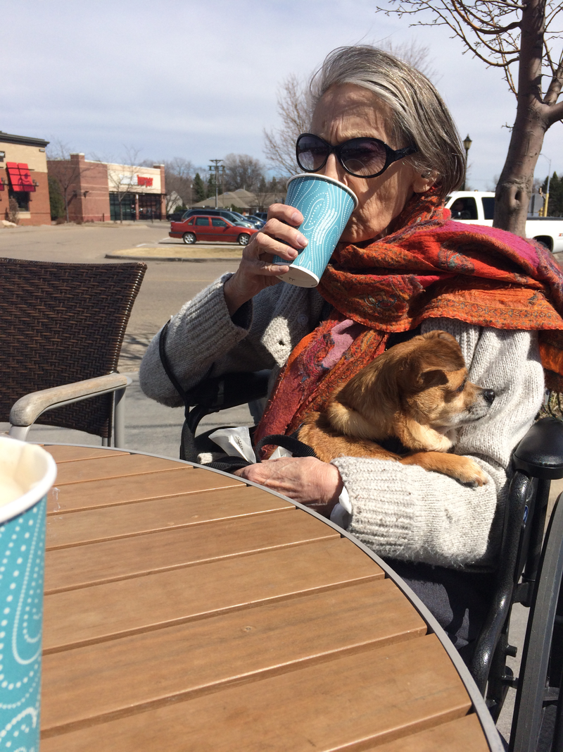 Anna, two weeks ago with her chug, Winnifred. AKA Winnie/Frederika/Vinnie.